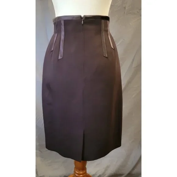 VINTAGE BROWN ESCADA PENCIL SKIRT size 42 -us size 6 - Picture 1 of 7